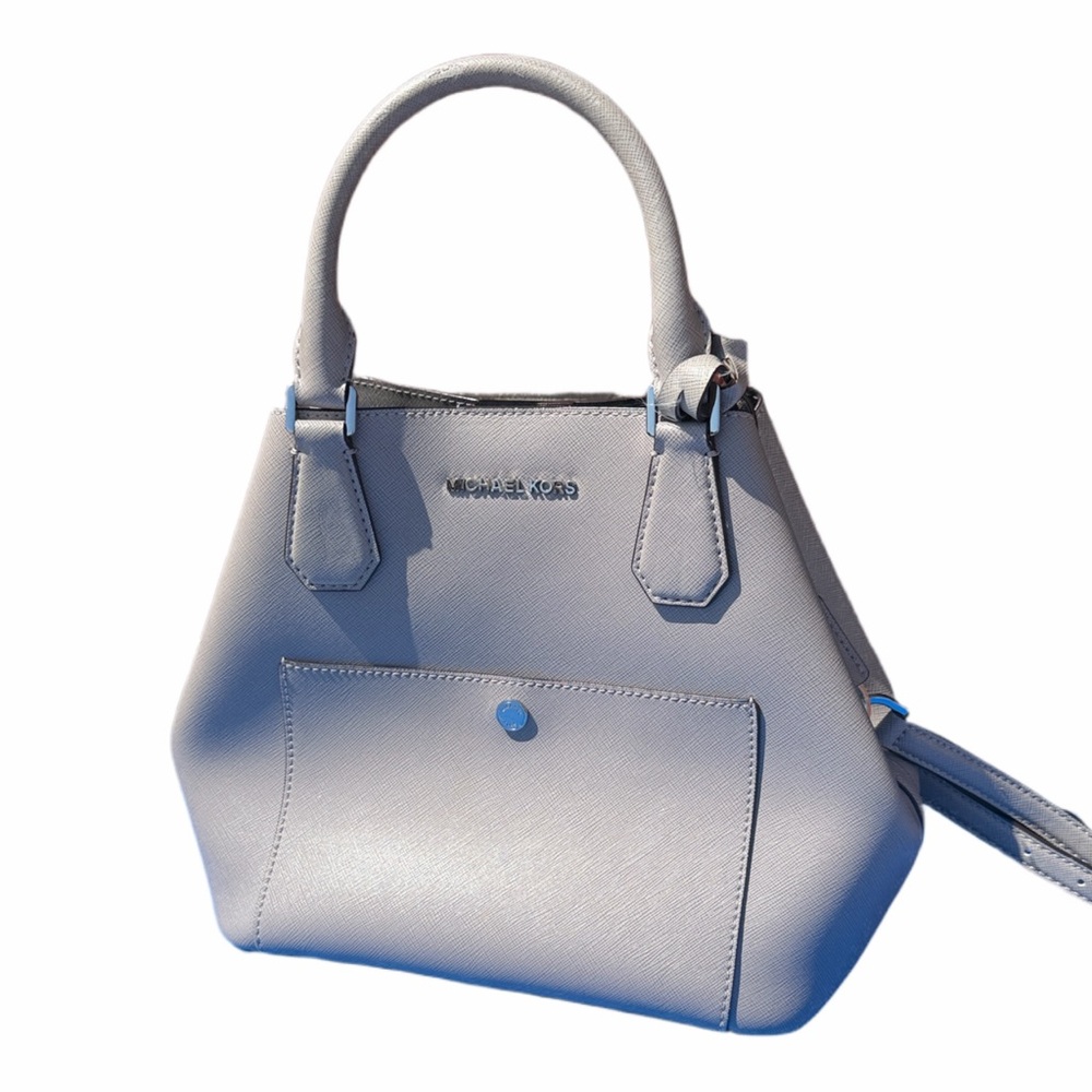 Michael Kors Elegant Light Grey Structured Satchel
